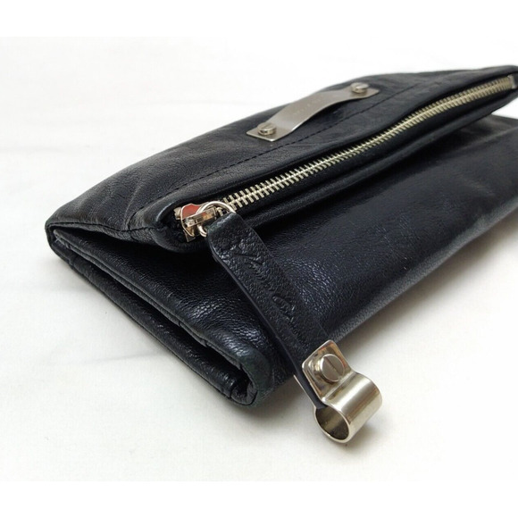 Kenneth Cole Black Leather Zipper Pocket Credit Card ID Window Trifold Wallet - Picture 7 of 13